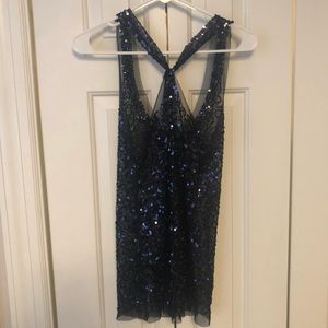 New Years Eve top, Navy sequin tank top